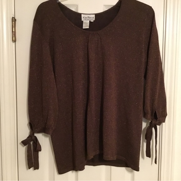 NWOT Kim Parrish Y2K Collection Beautiful Women’s Brown Sparkly Top - Picture 1 of 6